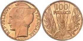 FRANCE
IIIe République (1870-1940). 100 francs or Bazor 1936.
Av. Tête de Marianne avec casque ailé à gauche. Rv. Epi de blé sous la valeur.
G.1148...
