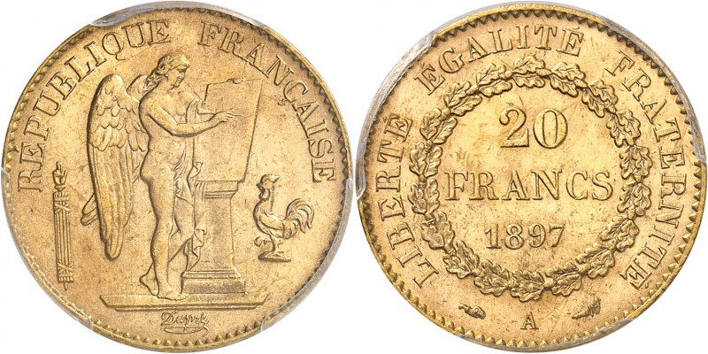 FRANCE
IIIe République (1870-1940). 20 francs 1897 A, Paris.
Av. Génie gravant...