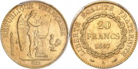 FRANCE
IIIe République (1870-1940). 20 francs 1897 A, Paris.
Av. Génie gravant le mot constitution sur une table. Rv. Valeur dans une couronne.
G. ...