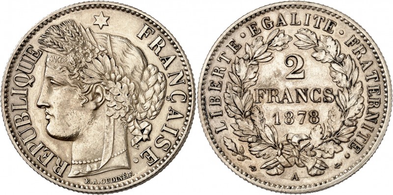 FRANCE
IIIe République (1870-1940). 2 francs 1878 A, Paris, épreuve sur flan br...