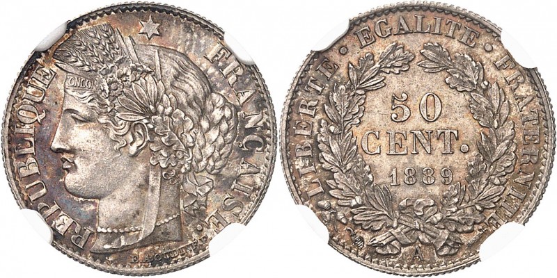 FRANCE
IIIe République (1870-1940). 50 centimes 1889 A, Paris, épreuve sur flan...