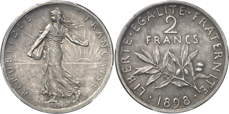 FRANCE
IIIe République (1870-1940). 2 francs Semeuse 1898, grand 2, épreuve en ...