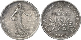 FRANCE
IIIe République (1870-1940). 2 francs Semeuse 1898, grand 2, épreuve en argent sur flan mat et tranche lisse par Roty.
Av. La Semeuse à gauch...