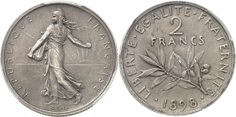 FRANCE
IIIe République (1870-1940). 2 francs Semeuse 1898, grand 2, épreuve en ...