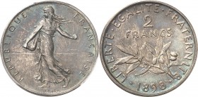 FRANCE
IIIe République (1870-1940). 2 francs 1898, piéfort sur flan brillant.
Av. La Semeuse à gauche. Rv. Valeur.
GEM. 111.P1.
Top pop : Seul exe...
