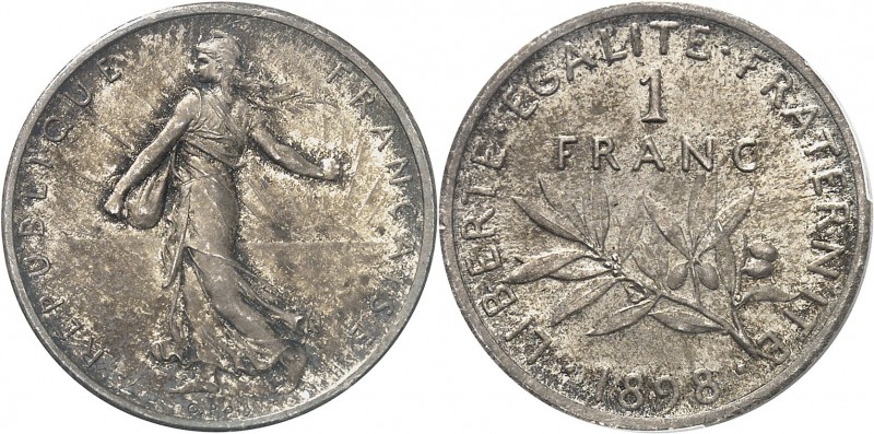 FRANCE
IIIe République (1870-1940). 1 franc 1898, piéfort sur flan brillant.
A...