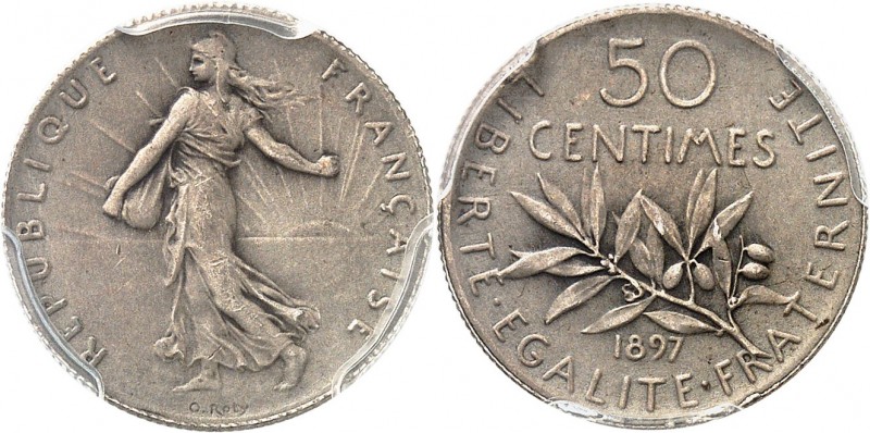 FRANCE
IIIe République (1870-1940). 50 centimes 1897, flan mat.
Av. La Semeuse...