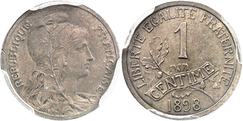 FRANCE
IIIe République (1870-1940). 1 centime 1898, épreuve en argent.
Av. Bus...
