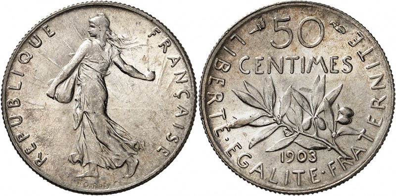 FRANCE
IIIe République (1870-1940). 50 centimes 1903.
Av. La semeuse à gauche....