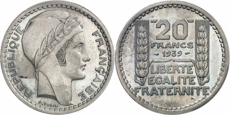 FRANCE
IIIe République (1870-1940). 20 francs 1939, épreuve sans le mot essai e...