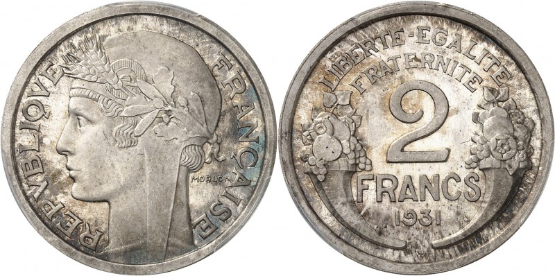 FRANCE
IIIe République (1870-1940). 2 francs Morlon 1931, essai en argent.
Av....