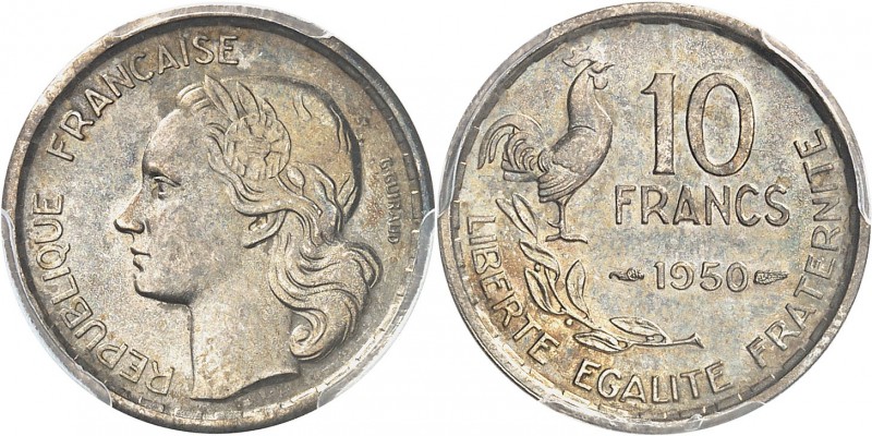FRANCE
IVe République (1947-1958). 10 francs Guiraud 1950, essai en argent, tra...