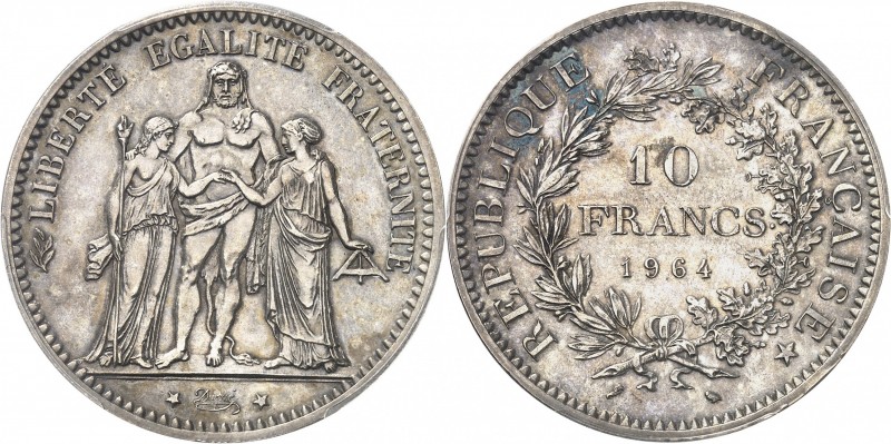 FRANCE
Ve République (1958 à nos jours). 10 francs 1964, pré-série sans le mot ...