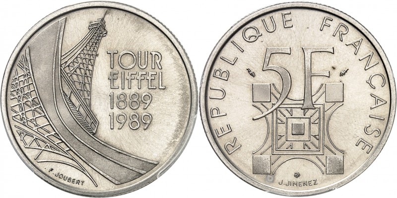 FRANCE
Ve République (1958 à nos jours). 5 francs tour Eiffel 1989, centenaire ...