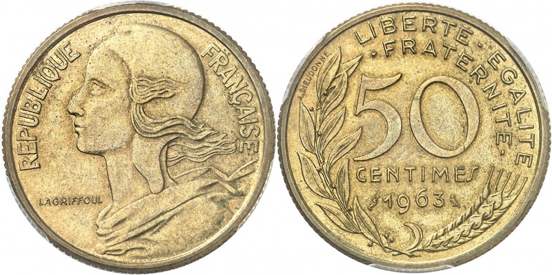 FRANCE
Ve République 1958-à nos jours. 50 centimes Lagriffoul 1963, épreuve tra...
