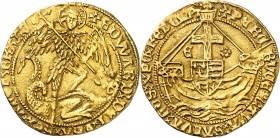 GRANDE-BRETAGNE
Édouard IV (1471-1483). Ange d’or, Londres.
Av. Ange terrassant le dragon. Rv. Navire et écusson au centre.
S. 2091. 5,09 g.
NGC M...
