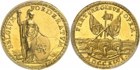GRANDE-BRETAGNE
Georges III (1760-1820). Médaille en or 1746, célébrant l’accord en la Hollande, l’Allemagne, et l’Angleterre, par Holtzhey.
Av. All...