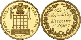 GRANDE-BRETAGNE
Georges III (1760-1820). Médaille en or 1817, frappée pour célébrer le centenaire de la « Westminster Fire Office » et attribué à l’é...