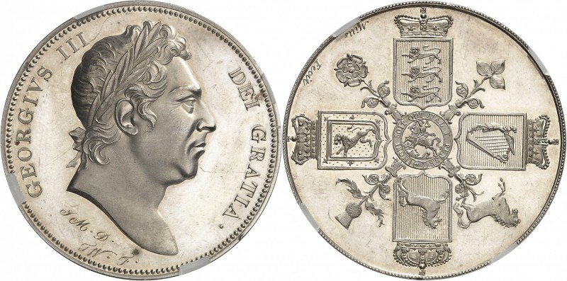 GRANDE-BRETAGNE
Georges III (1760-1820). Couronne non datée, essai en argent pa...