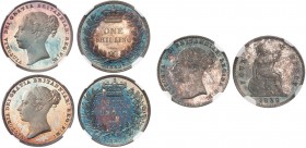 GRANDE-BRETAGNE
Victoria (1837-1901). 6 pence, Groat, Shilling en argent 1839. (pound) 1839, Londres. (Faculté de réunion : voir condition lot 815 / ...