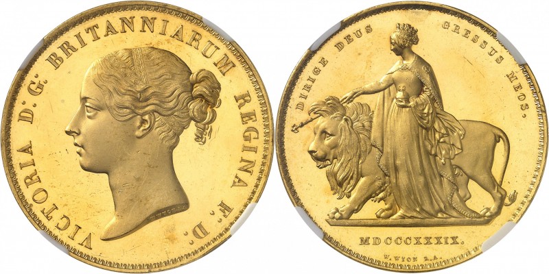 GRANDE-BRETAGNE
Victoria (1837-1901). Una 1839, 5 souverains (pounds) « Una and...