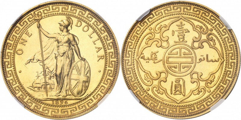GRANDE-BRETAGNE
Victoria (1837-1901). Trade dollar 1896 B, Bombay, frappe en or...