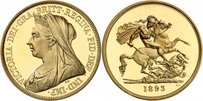 GRANDE-BRETAGNE
Victoria (1837-1901). 5 livres 1893, Londres, frappe sur flan b...
