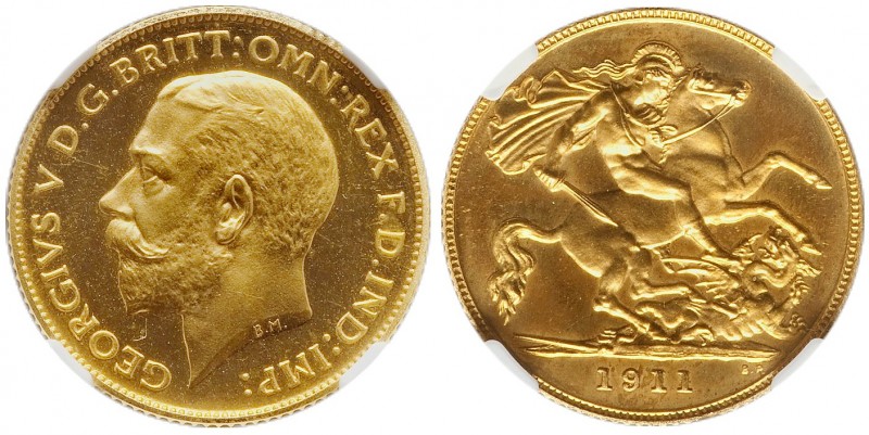 GRANDE-BRETAGNE
Georges V (1910-1936). 1/2 pound 1911.
Av. Tête nue à gauche. ...