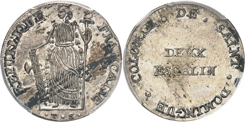 HAÏTI
Gouvernement de Toussaint l’Ouverture (1796-1802). 2 escalins (1802)
Av....