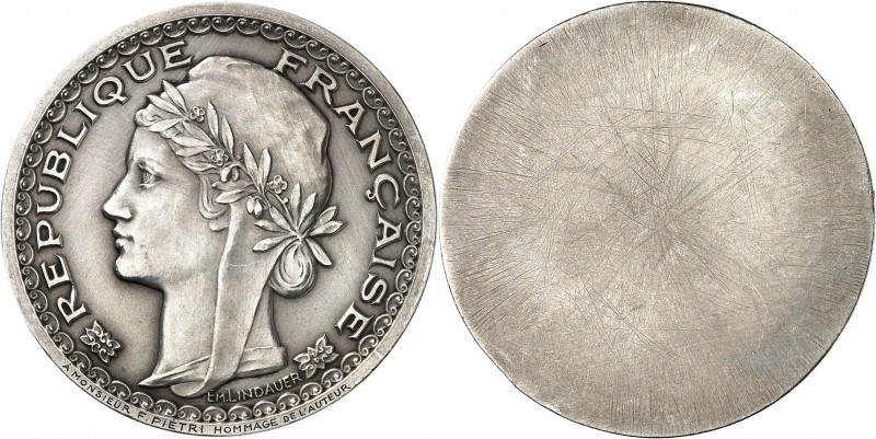 INDOCHINE
Paire d’épreuves unifaces en bronze-argenté de l’avers et du revers 1...