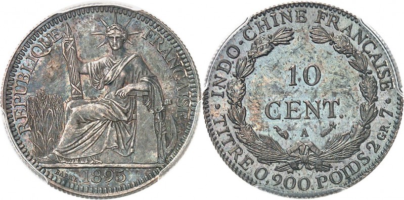 INDOCHINE
10 cent 1895 « 2,7 gr. » A, Paris,
Av. La Liberté assise. Rv. Valeur...