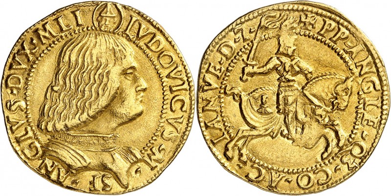 ITALIE
Milan, Ludovico Maria Sforza, 1494-1499. Double ducat, non daté.
Av. Bu...
