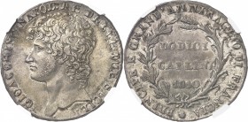 ITALIE
Naples, Joachim Murat (1808-1815). 12 carlini 1810, Naples.
Av. Tête nue à gauche. Rv. Valeur dans une couronne.
Mont. 410.
NGC AU 55. TTB...