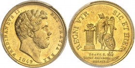 ITALIE
Naples, Ferdinand II (1830-1859). 6 ducati 1842.
Av. Tête nue à droite. Rv. Génie debout de trois-quarts tenant un bouclier et la main sur un...