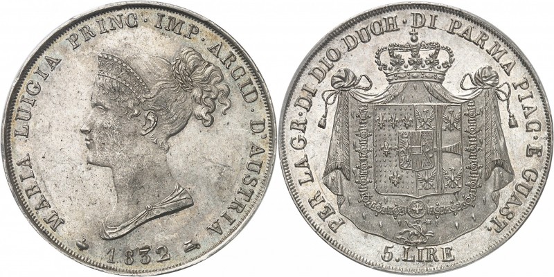 ITALIE
Parme, Marie-Louise (1815-1847). 5 lire 1832 (sur 1815), Milan.
Av. Têt...