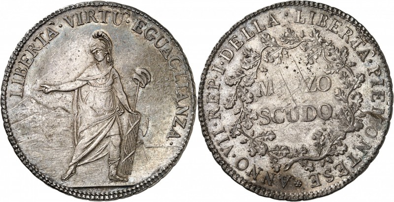 ITALIE
République Piémontaise (1798-1799). 1/2 scudo an VII (1799).
Av. La Lib...