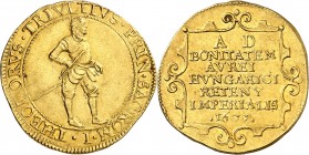 ITALIE
Retegno. Antonio Teodoro Trivulzio, (1676-1678). Double ducat 1677.
Av. Le duc debout à droite. Rv. Légende sur sept lignes dans un cartouche...