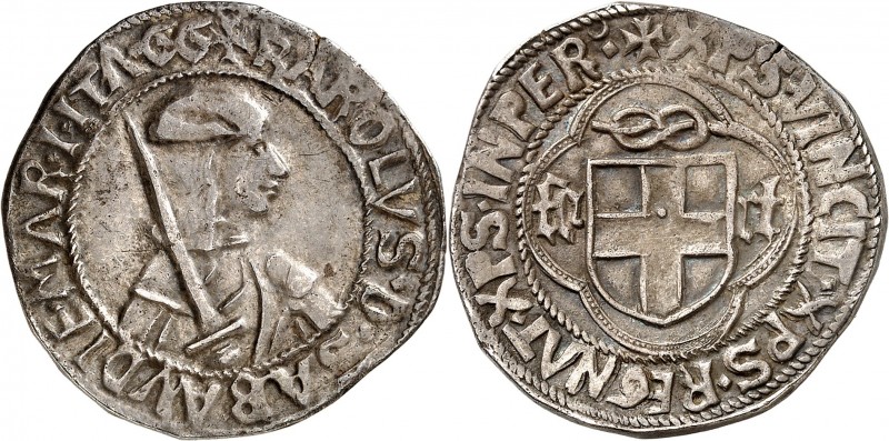 ITALIE
Savoie, Charles Ier (1482-1490). Teston, Cornavin.
Av. Buste en arme à ...