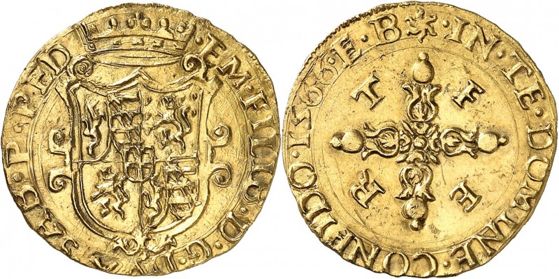 ITALIE
Savoie, Emmanuel-Philibert (1559-1580). Écu d’or 1566, Chambéry.
Av. Éc...
