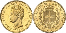 ITALIE
Charles Albert (1831-1849). 50 lire 1836, Turin.
Av. Tête nue à gauche. Rv. Écu couronné.
Mont. 33.
Top pop : plus haut grade.
PCGS MS 63....