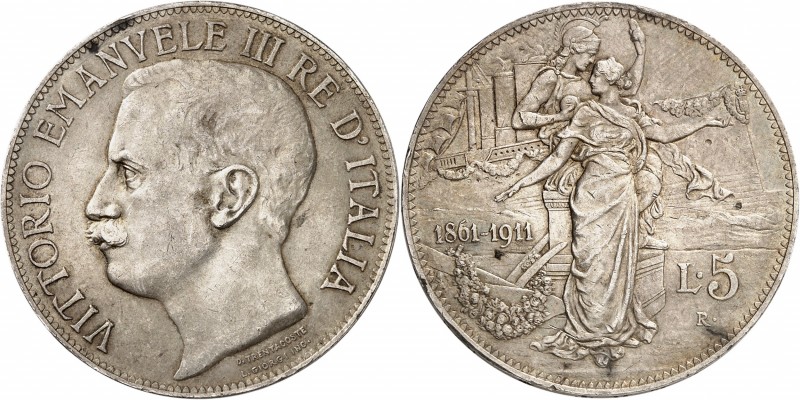 ITALIE
Victor Emmanuel III (1900-1946). 5 lire 1911, Rome, frappée pour les 50 ...