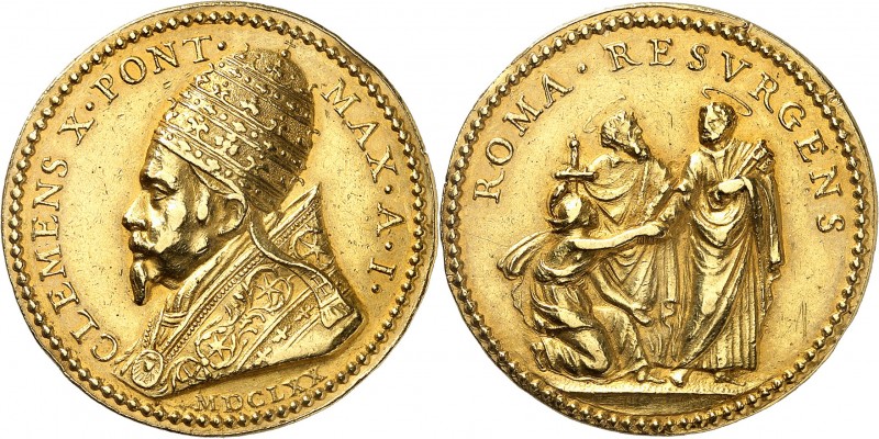ITALIE
Vatican, Clément X (1670-1676). Médaille en or 1670, par Lucenti.
Av. B...
