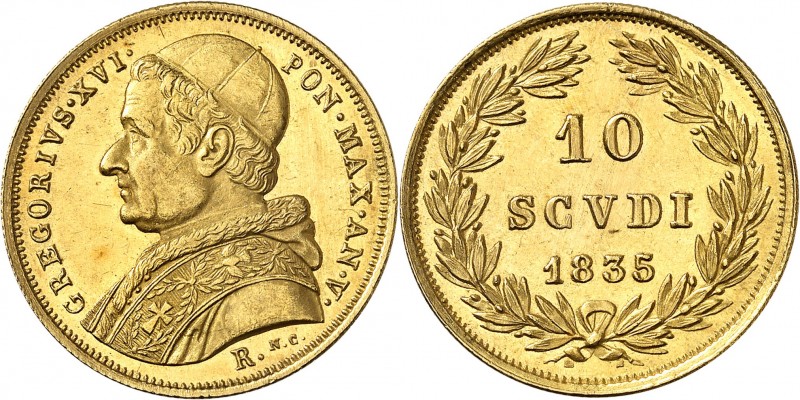 ITALIE
Vatican, Grégoire XVI (1831-1846). 10 scudi 1835, Rome.
Av. Buste habil...