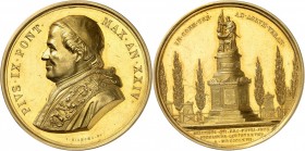 ITALIE
Vatican, Pie IX (1846-1878). Médaille en or 1869 an XXIV, frappée en hommage aux victimes de Mentena lors de la bataille du 3 novembre 1867.
...