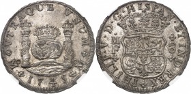 MEXIQUE
Philippe V (1700-1746). 8 reales 1745, Mexico.
Av. Deux globes couronnés entre les colonnes d’Hercule. Rv. Écu couronné.
Km. 103.
NGC MS 6...