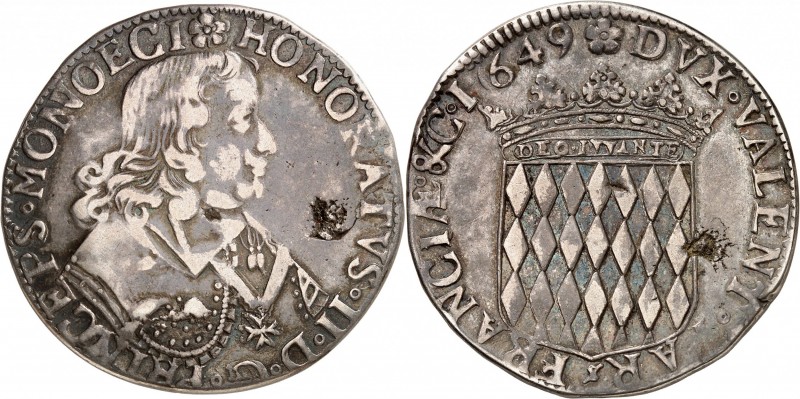 MONACO
Honoré II (1604-1662). Écu 1649.
Av. Buste cuirassé à droite avec le co...