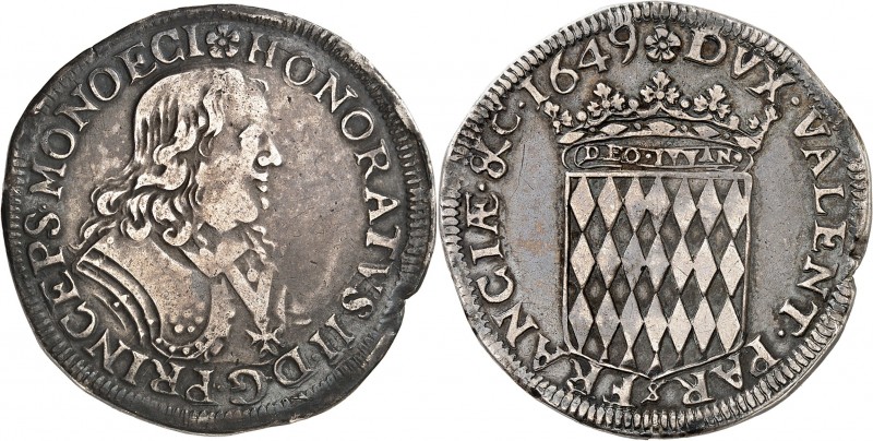 MONACO
Honoré II (1604-1662). 1/2 écu 1649.
Av. Buste cuirassé à droite avec l...