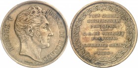MONACO
Honoré V (1819-1841). Médaille de visite au module de 5 francs en cuivre jaune 1838.
Av. Tête à droite. Rv. Inscriptions sur sept lignes « Po...