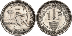 MONACO
Louis II (1922-1949). 1 franc 1924, essai en argent.
Av. Héraclès à droite. Rv. Valeur, légende circulaire.
G. MC127.
PCGS AU UNC details -...