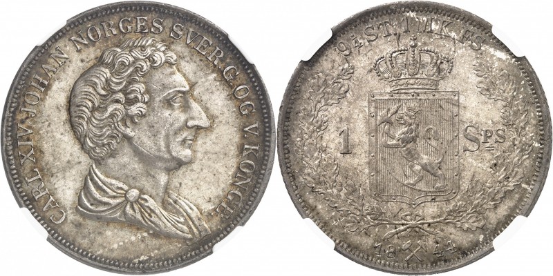 NORVÈGE
Charles XIV (1818-1844). Speciedaler 1844, Kongsberg.
Av. Buste drapé ...